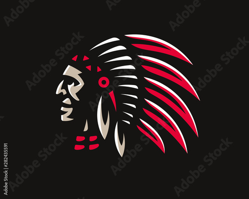 American Indian logo. Indian emblem design editable for your business. Vector illustration.