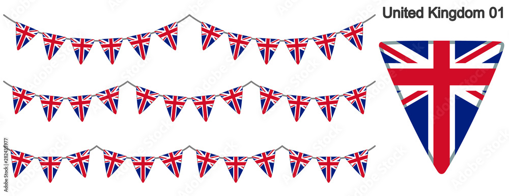 Obraz premium イギリスの国旗のガーラーンド ベクターデータ（bunting garland）