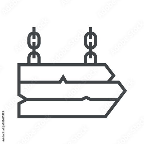 Line icon long wooden sign