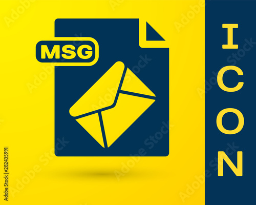 Blue MSG file document. Download msg button icon isolated on yellow background. MSG file symbol. Vector Illustration
