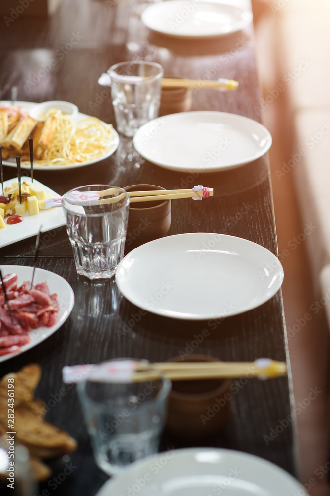 Beautiful served food on plates in restaurant Beautiful served food on plates in restaurant