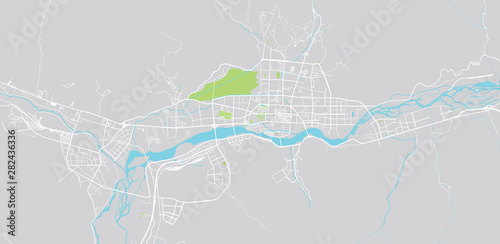 Urban vector city map of Lhasa, China