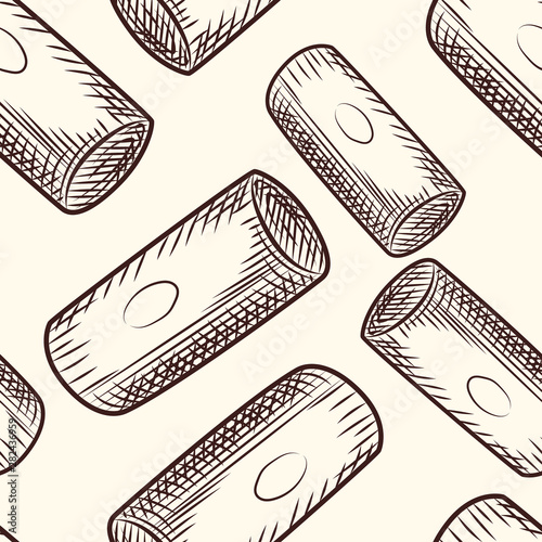 Wine bottle cork seamless pattern. Cork stoppers backdrop.