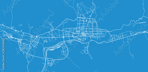Urban vector city map of Lhasa, China
