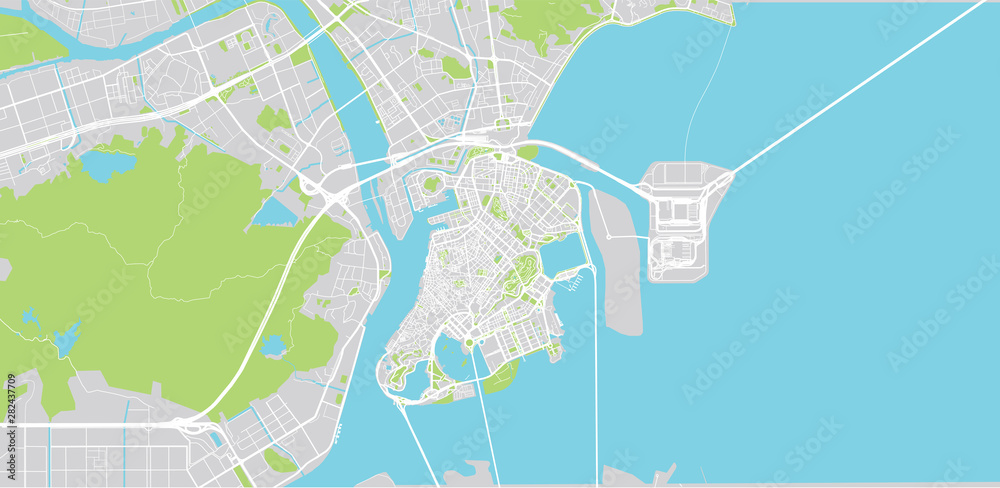 Urban vector city map of Macau, China
