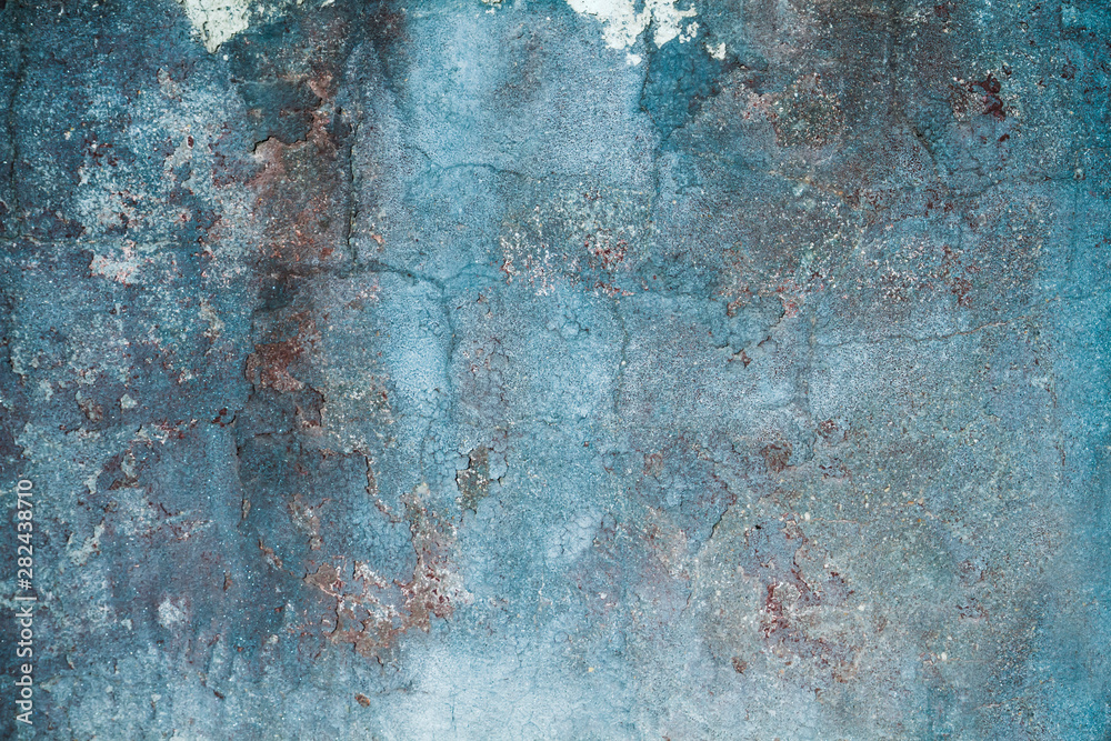 Old blue distressed wall background or texture - obrazy, fototapety, plakaty 