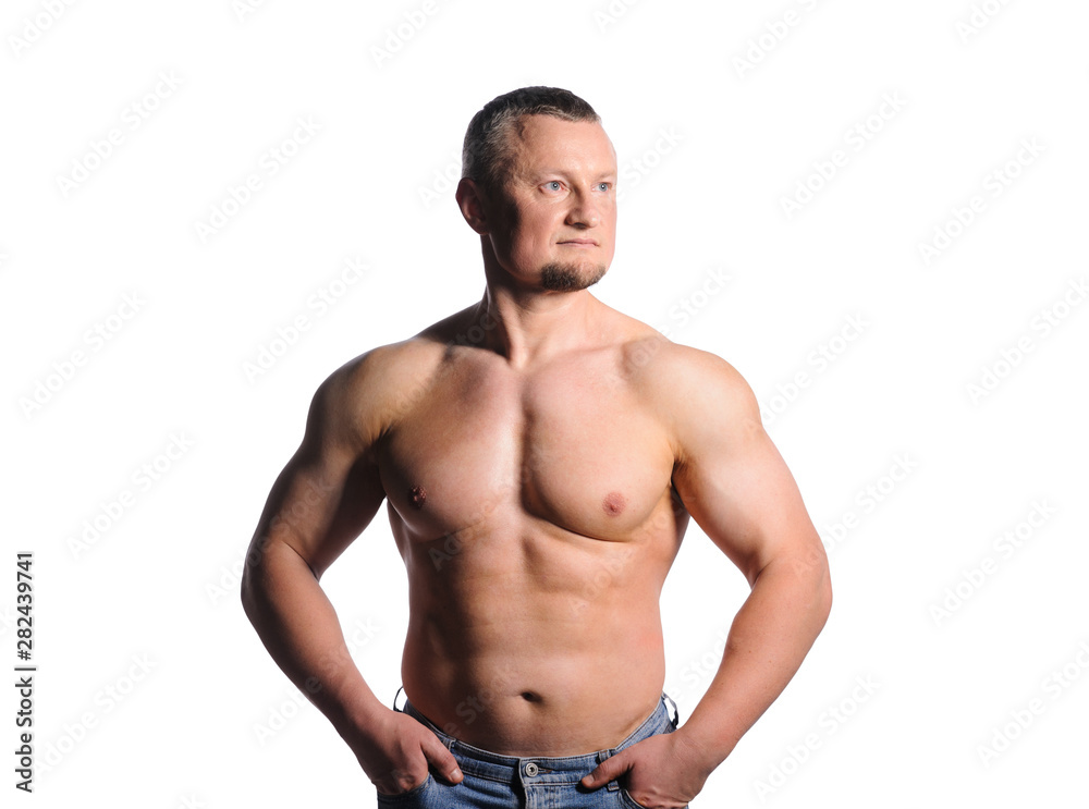 Image of muscle man posing in studio Image of muscle man posing in studio