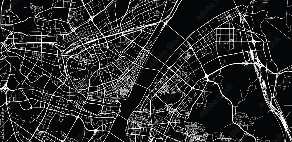 Urban vector city map of Wuhan, China