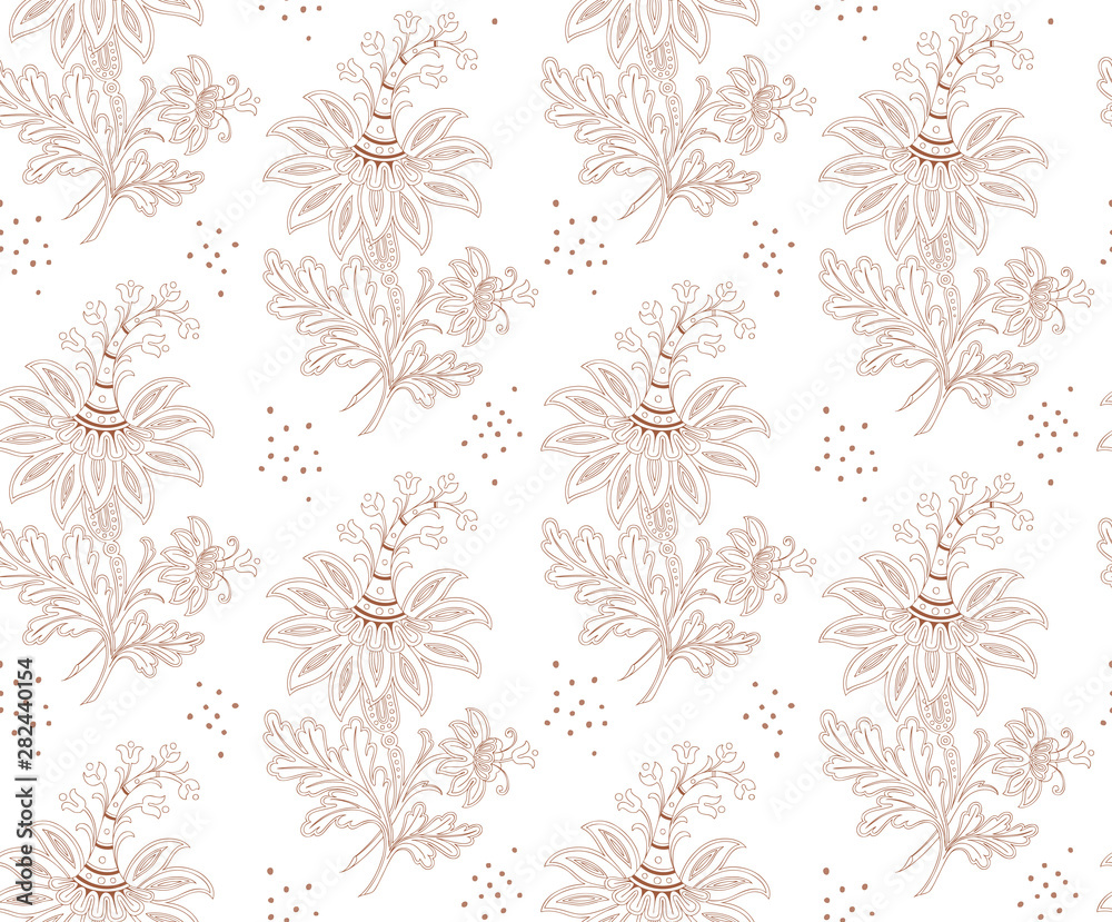 Modern fabric design pattern. Floral pattern for your design. Vector illustration. Modern seamless pattern for interior decoration, wrapping paper, graphic design and textile. Background.