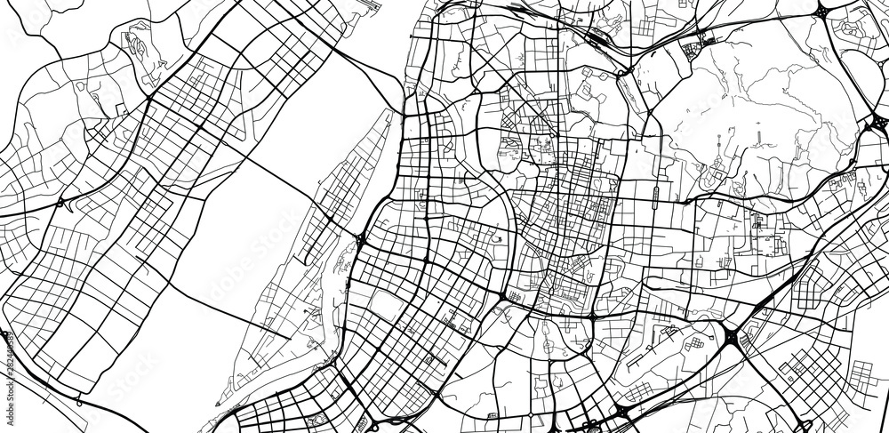 Urban vector city map of Nanjing, China
