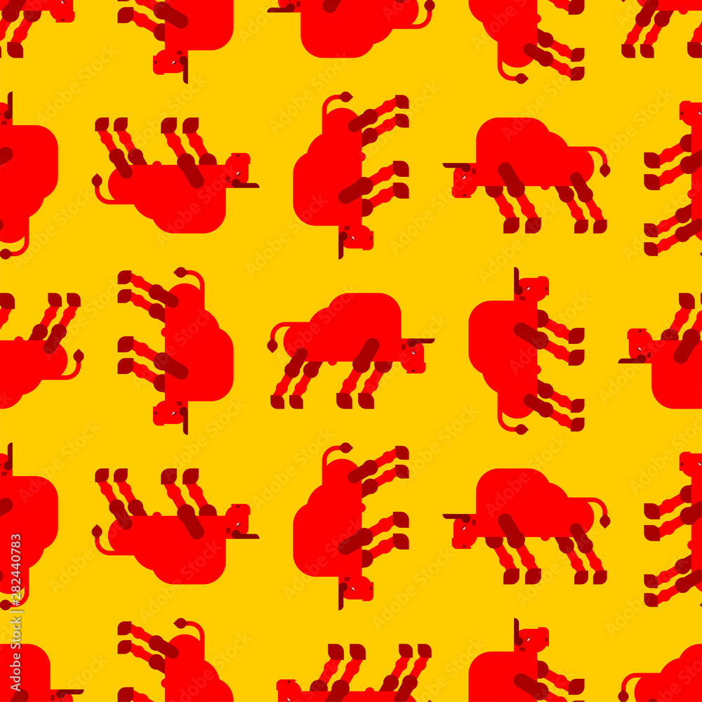 Bull pattern seamless. ox background. vector texture