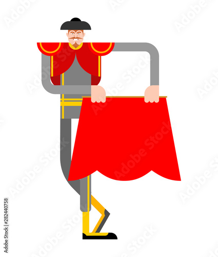 Bullfighter isolated. Matador cartoon. Bullfight vector illustration