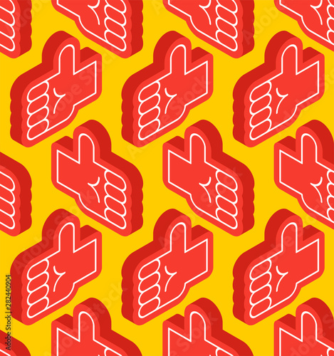 Fan Foam Hand pattern seamless. Thumb up sign vector background