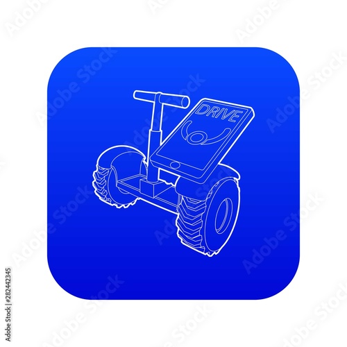 Drive on segway icon blue vector isolated on white background