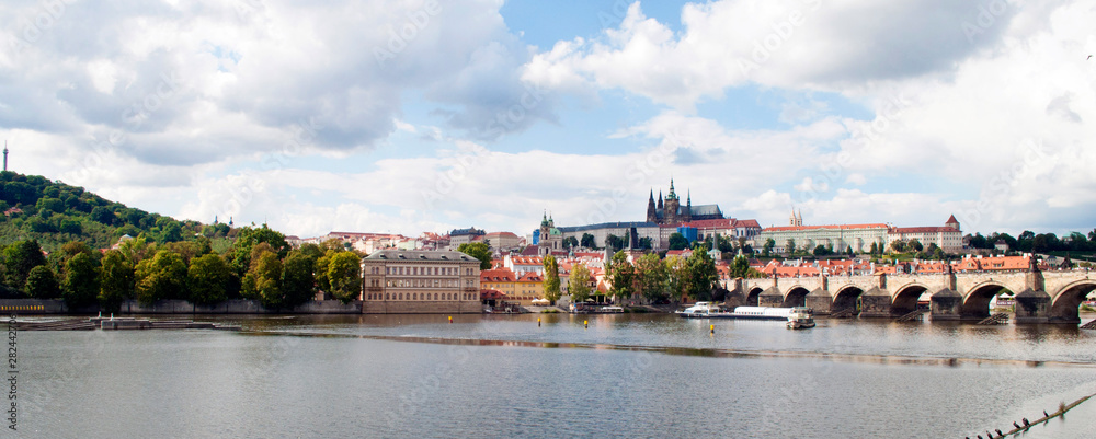 View of Castle and Charles bridge in Prague Czech Republic