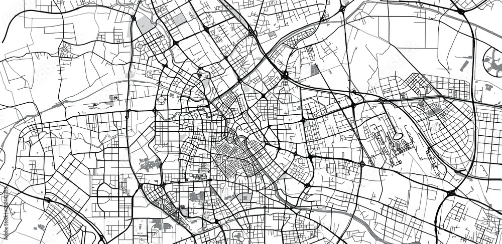 Urban vector city map of Tianjin, China