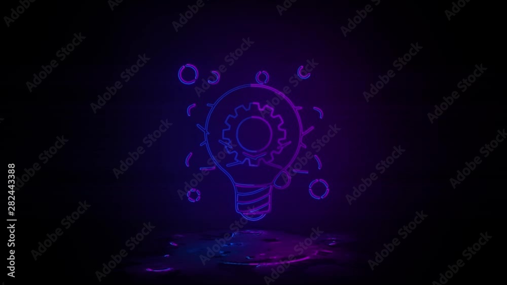 light bulb and gear atom in neon effect mp4 video on dark background light bulb and gear atom in neon effect mp4 video on dark background