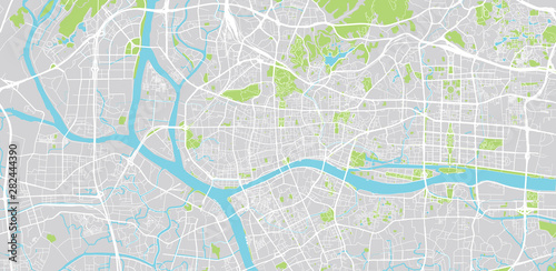Urban vector city map of Guangzhou  China