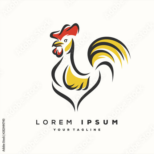 awesome line chicken logo design
