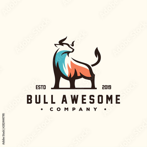 awesome bull color logo design