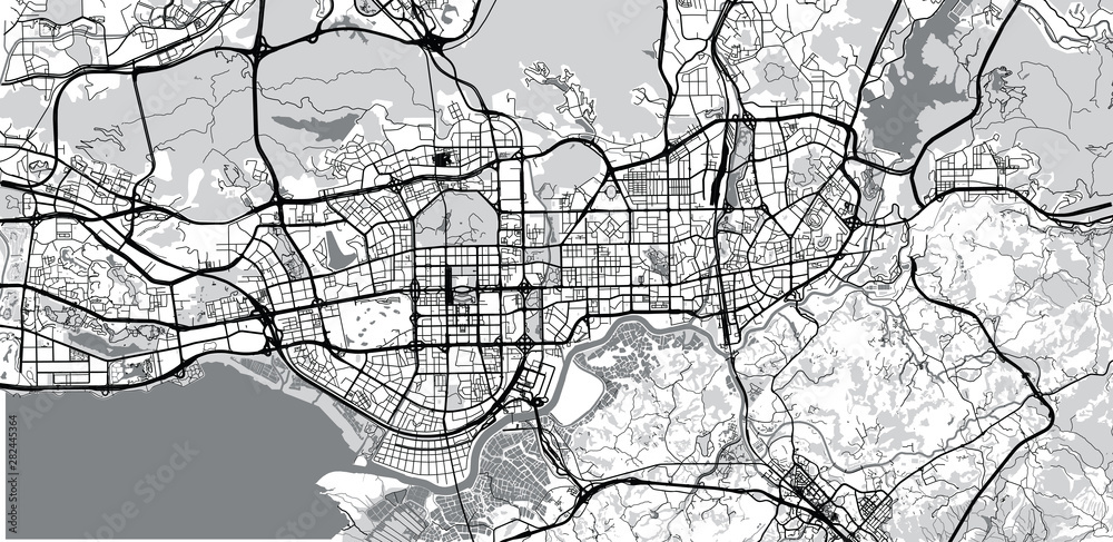 Urban vector city map of Shenzhen, China