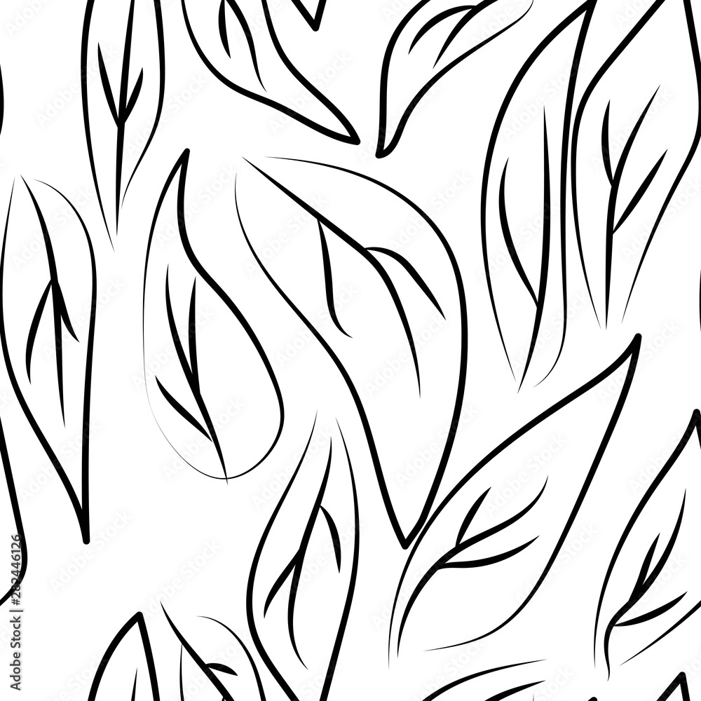 Leaves on a white background. Seamless pattern. Vector illustration. Leaves on a white background. Seamless pattern. Vector illustration.