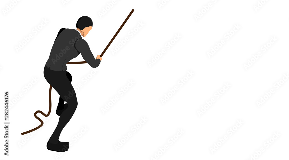 To Pull Rope Vector looks isometric a businessman pulling the rope with his hand. business ...