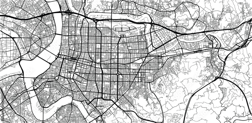 Urban vector city map of Taipei, China