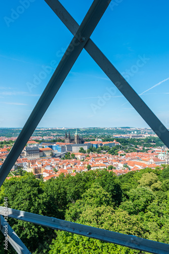 The Petrin Lookout Tower in Prague, Czech Republic.