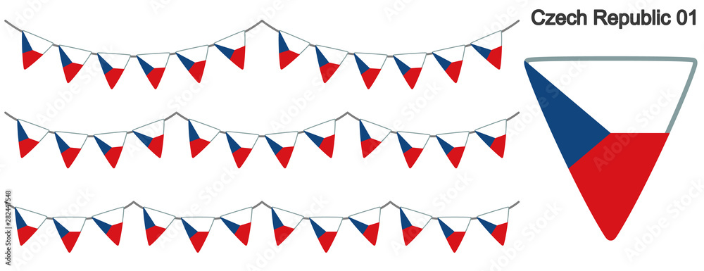 Obraz premium チェコの国旗のガーラーンド ベクターデータ（bunting garland）