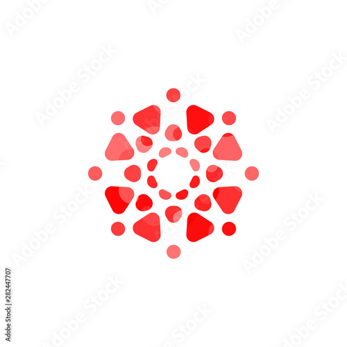 Engine icon. Circle and triangle shapes in round logo template. Modern emblem idea. Concept design for business. Isolated vector illustration on blank background.