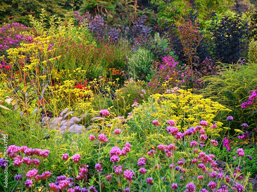 Φωτογραφία Horizontal image of a large country garden filled with colorful perennial flower