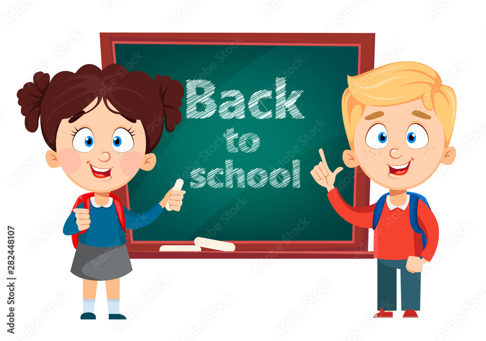 Back to school. Cute boy and girl Back to school. Cute boy and girl