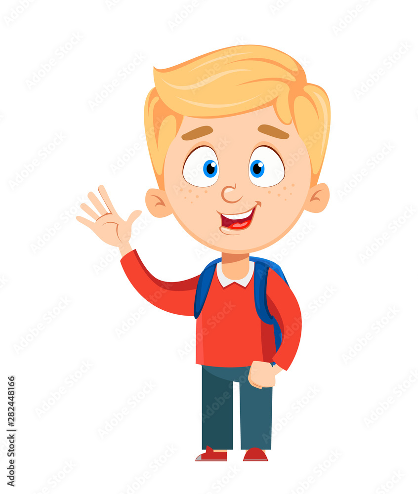 Back to school. Cute schoolboy with rucksack Back to school. Cute schoolboy with rucksack