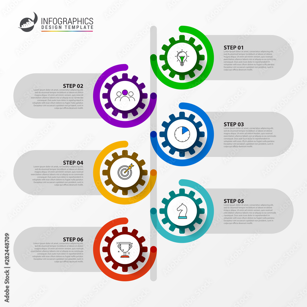 Infographic design template. Timeline concept with 6 steps Stock Vector ...