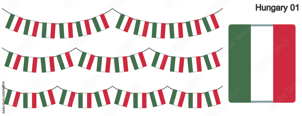 Fototapeta premium ハンガリーの国旗のガーラーンド ベクターデータ（bunting garland）