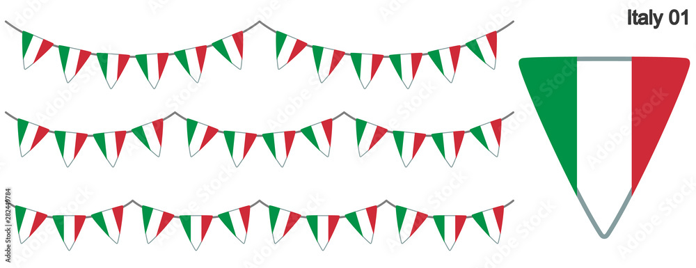 Obraz premium イタリアの国旗のガーラーンド ベクターデータ(bunting garland)