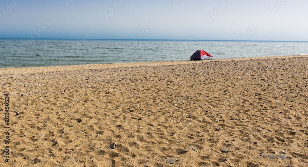 Beautiful view of Lake Baikal on a clear summer day from the shore of Olkhon Island