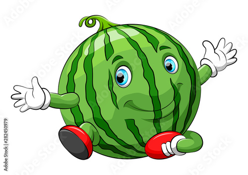 funny watermelon cartoon character