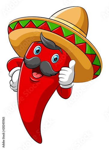 Chili with sombrero giving thumb up