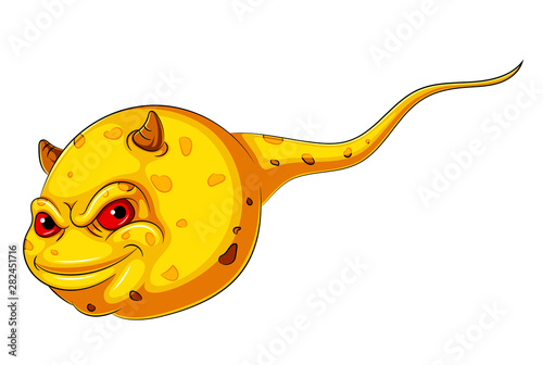 A sperm with a angry expression