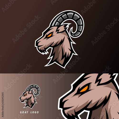 goat sheeep mascot sport esport logo template black fur green horn