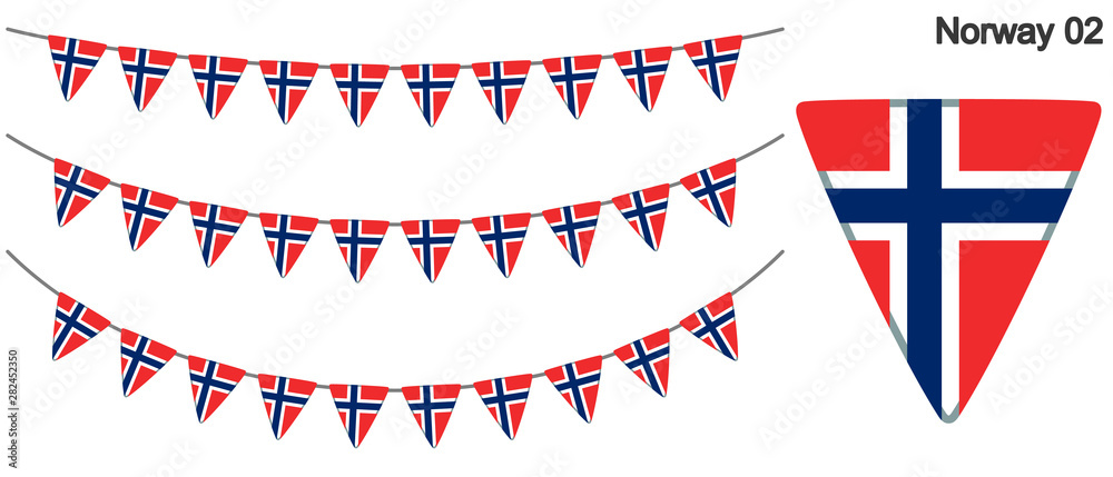 Fototapeta premium ノルウェーの国旗のガーラーンド ベクターデータ（bunting garland）