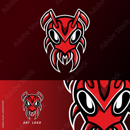 red ant head mascot sport esport logo template