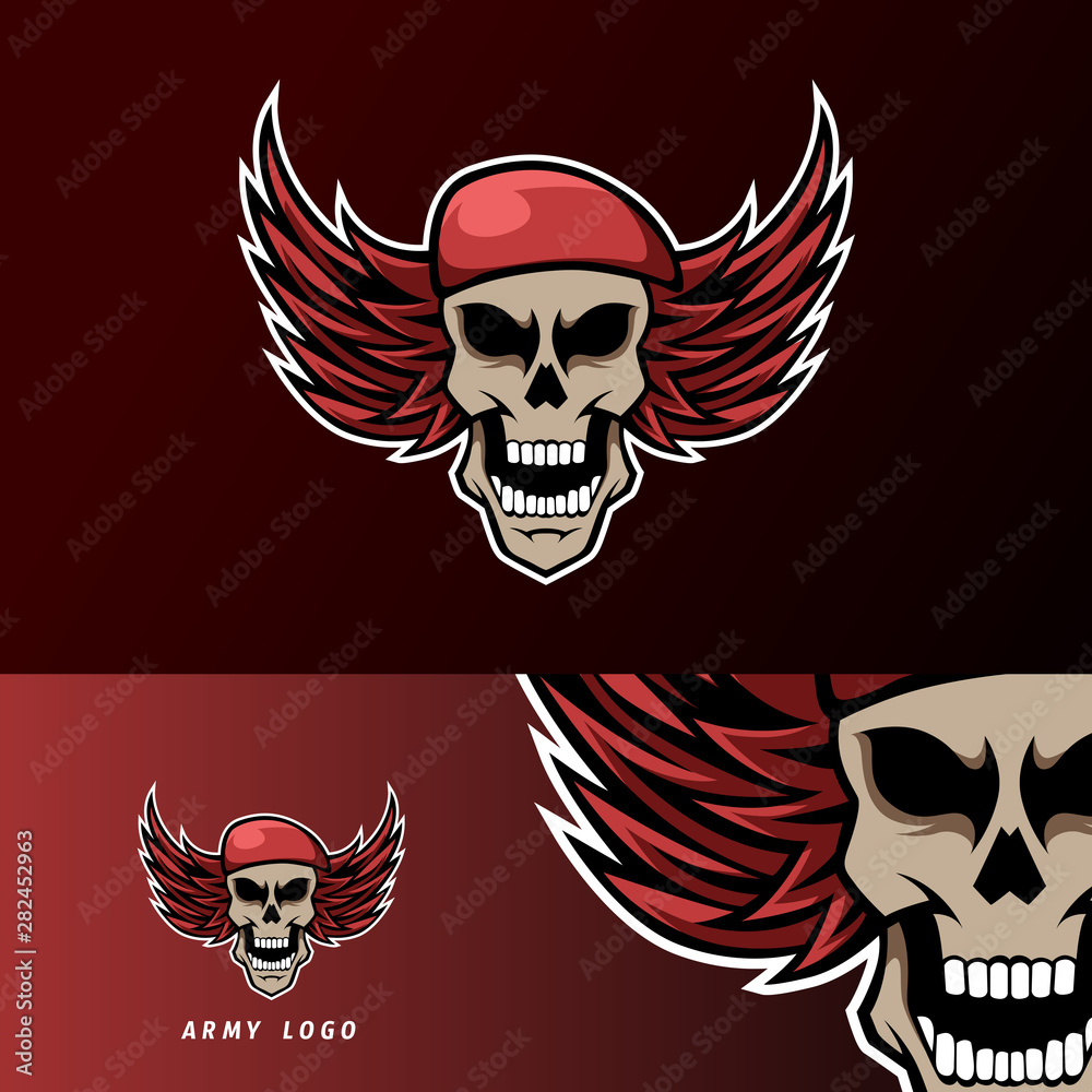 skull army hat wings mascot sport 