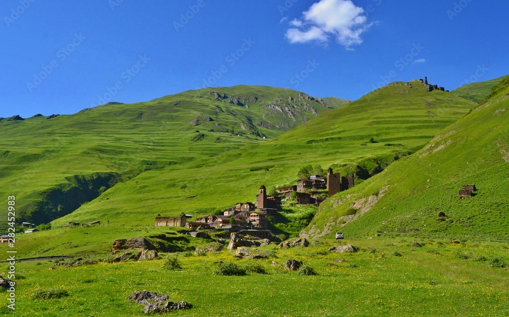 Trek from Omalo to Shatili through Atsunta Pass, Georgia.