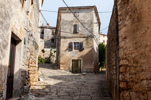 View of typical istrian alley in Valle - Bale, Croatia photo