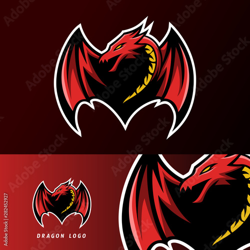 angry red fly dragon mascot sport esport logo template