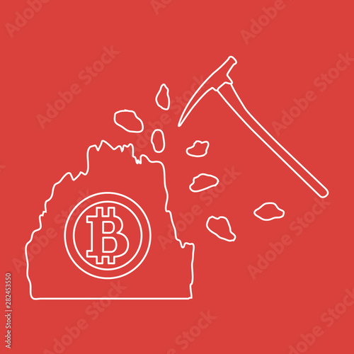 Mining of bitcoins. Digital currency.