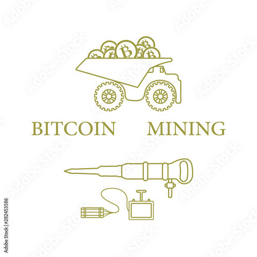 Dumper with bitcoins, dynamite and jackhammer.